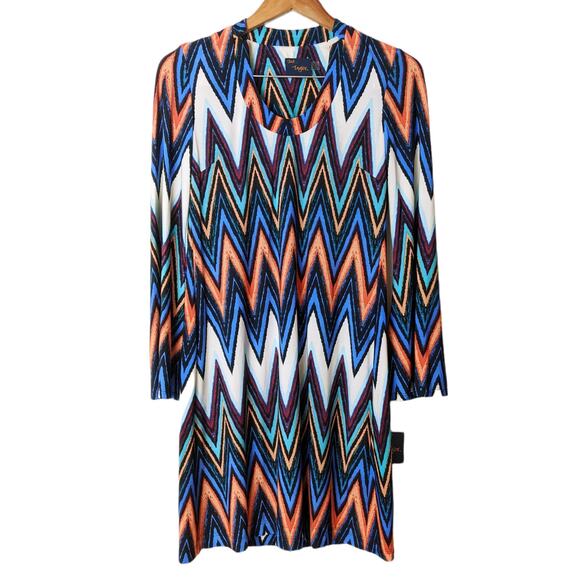 NWT JUST TAYLOR Multicolor Long Sleeve Mini Dress Size 2 - Picture 2 of 11